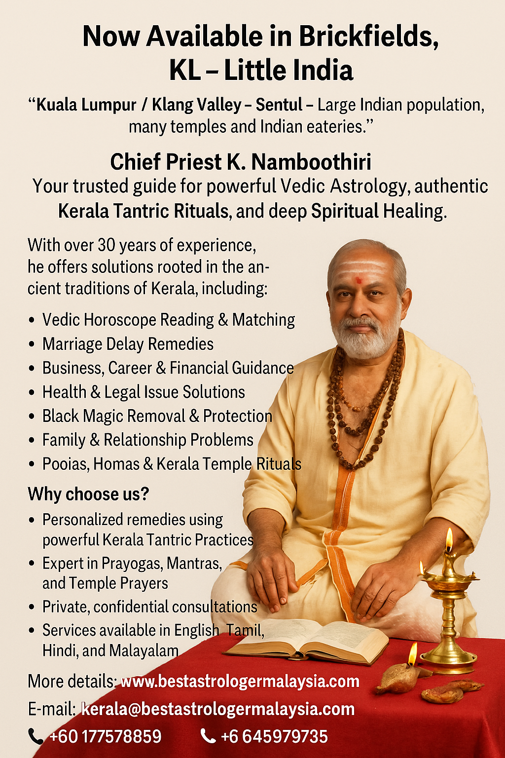 Experience Authentic Kerala Astrology & Tantric Healing in Brickfields, KL!