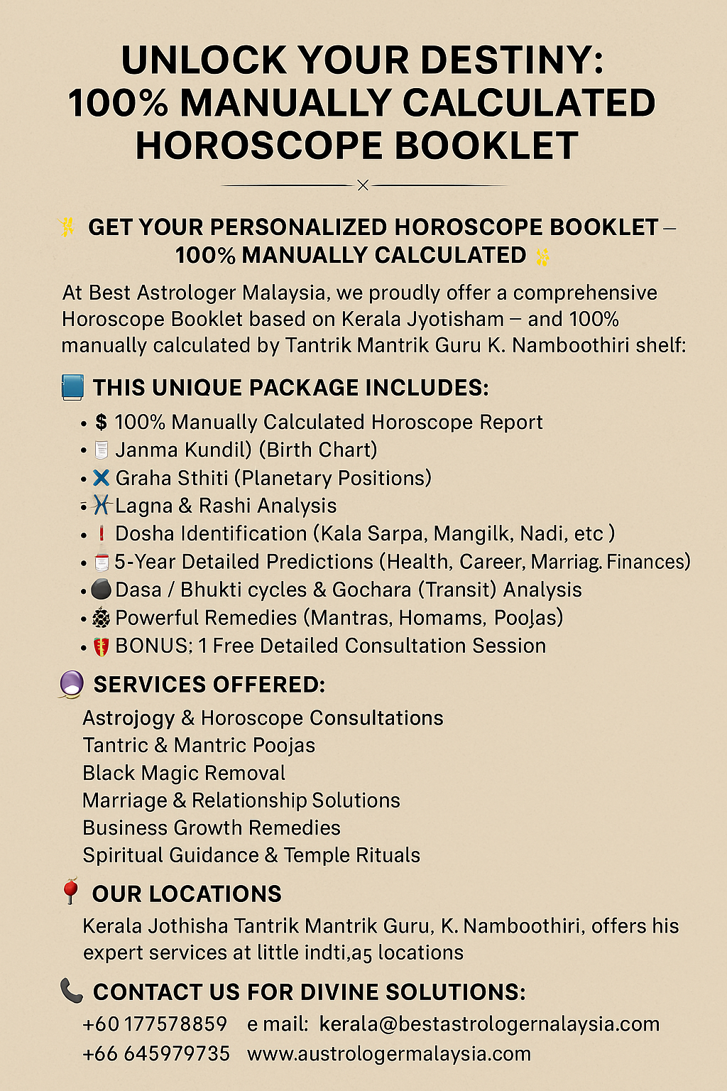 Kerala Style Horoscope Booklet | Free Astrology Consultation