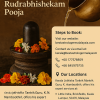 A decorated Shiva Lingam adorned with flowers and sacred offerings during the Rudrabhishekam Pooja, symbolizing divine blessings and spiritual purification.